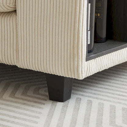 102.75 Corduroy L-Shaped Modular Sectional Sofa with Storage and Cup Holder