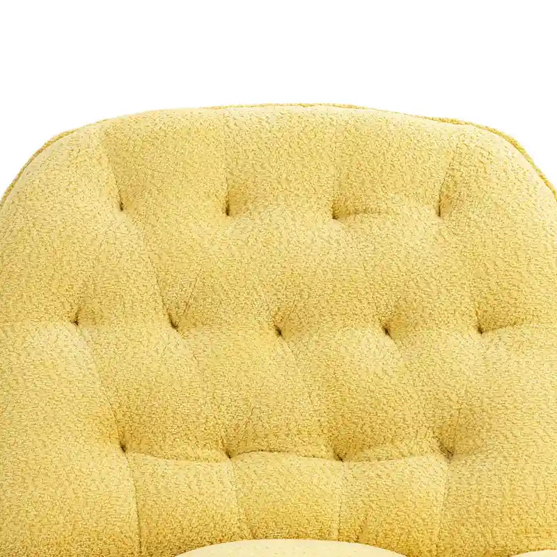 Yellow Oversized Chenille Upholstered 360 Swivel Glider Rocking Manual Recliner with Extended Footrest and Tufted Back
