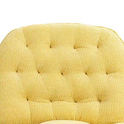 Yellow Oversized Chenille Upholstered 360 Swivel Glider Rocking Manual Recliner with Extended Footrest and Tufted Back