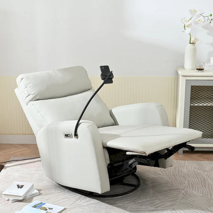 Gray Power Recliner with Swivel, USB Ports &amp; Adjustable Footrest