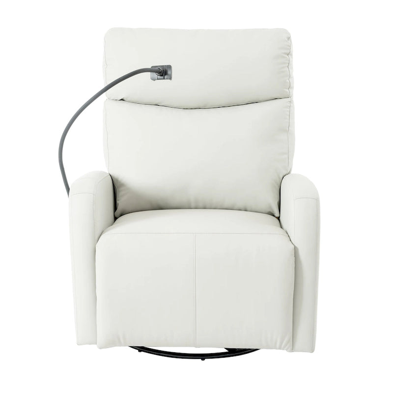 Gray Power Recliner with Swivel, USB Ports &amp; Adjustable Footrest