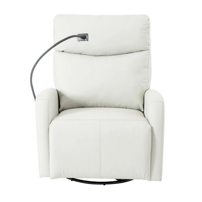 Gray Power Recliner with Swivel, USB Ports &amp; Adjustable Footrest