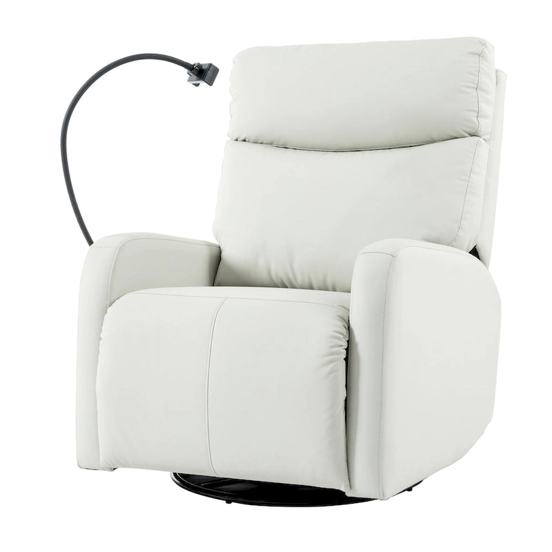 Gray Power Recliner with Swivel, USB Ports &amp; Adjustable Footrest