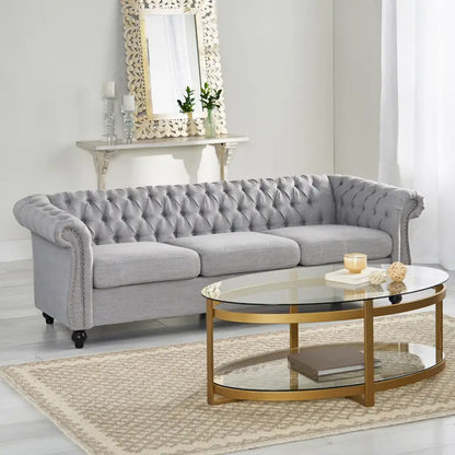 Chesterfield Button Tufted 3-seater Sofa with Nailheads