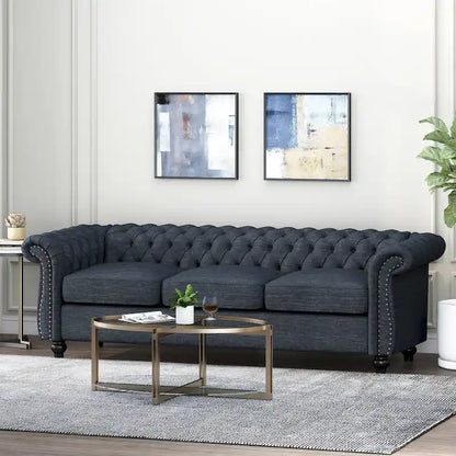 Chesterfield Button Tufted 3-seater Sofa with Nailheads