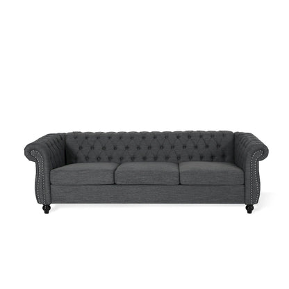 Chesterfield Button Tufted 3-seater Sofa with Nailheads