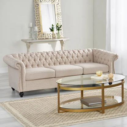 Chesterfield Button Tufted 3-seater Sofa with Nailheads