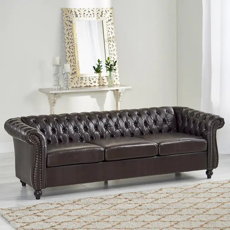 Chesterfield Button Tufted 3-seater Sofa with Nailheads