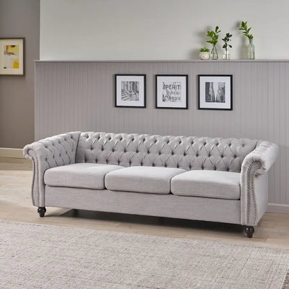 Chesterfield Button Tufted 3-seater Sofa with Nailheads