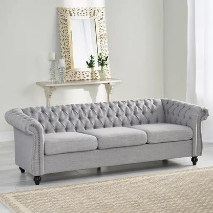 Chesterfield Button Tufted 3-seater Sofa with Nailheads