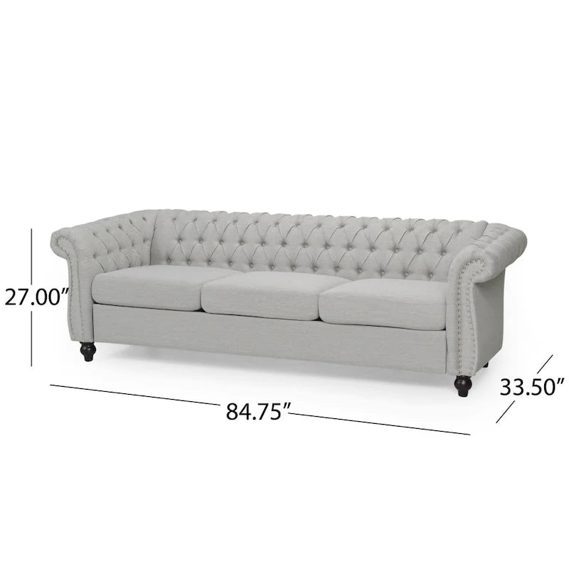 Chesterfield Button Tufted 3-seater Sofa with Nailheads