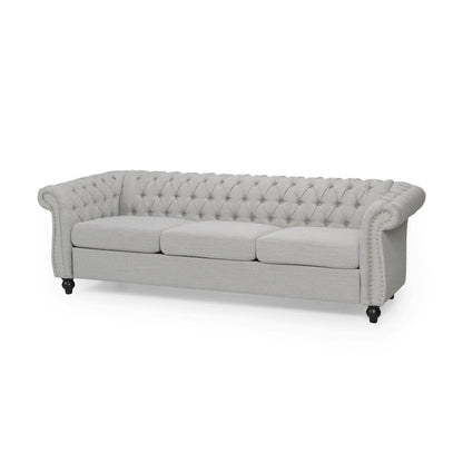 Chesterfield Button Tufted 3-seater Sofa with Nailheads