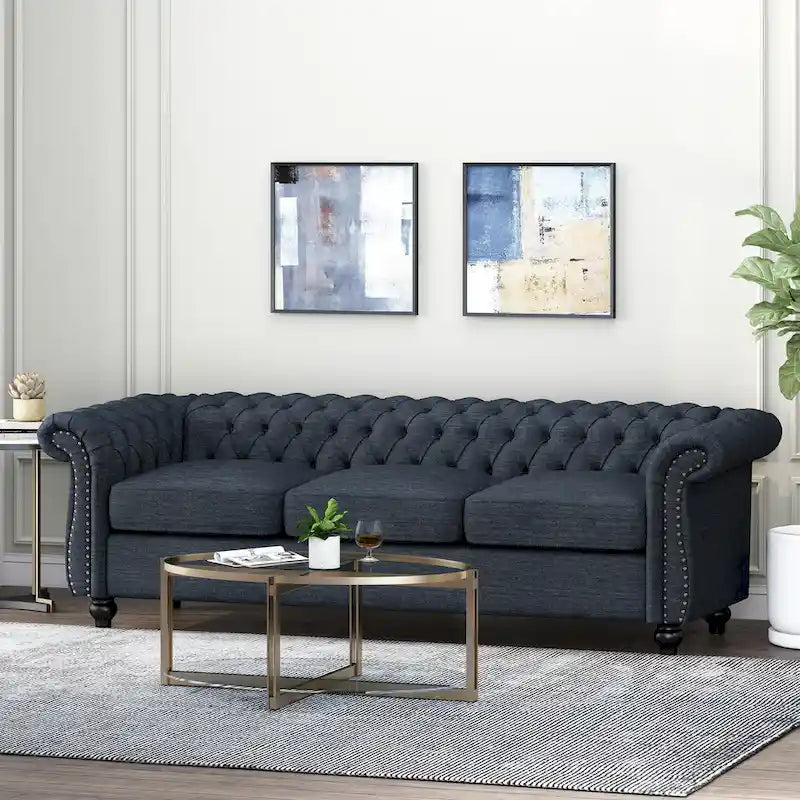 Chesterfield Button Tufted 3-seater Sofa with Nailheads