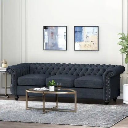 Chesterfield Button Tufted 3-seater Sofa with Nailheads