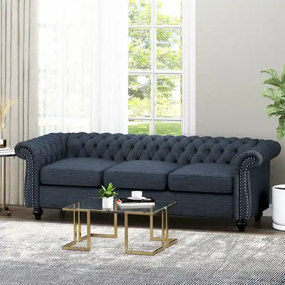 Chesterfield Button Tufted 3-seater Sofa with Nailheads