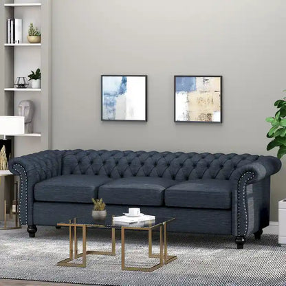 Chesterfield Button Tufted 3-seater Sofa with Nailheads