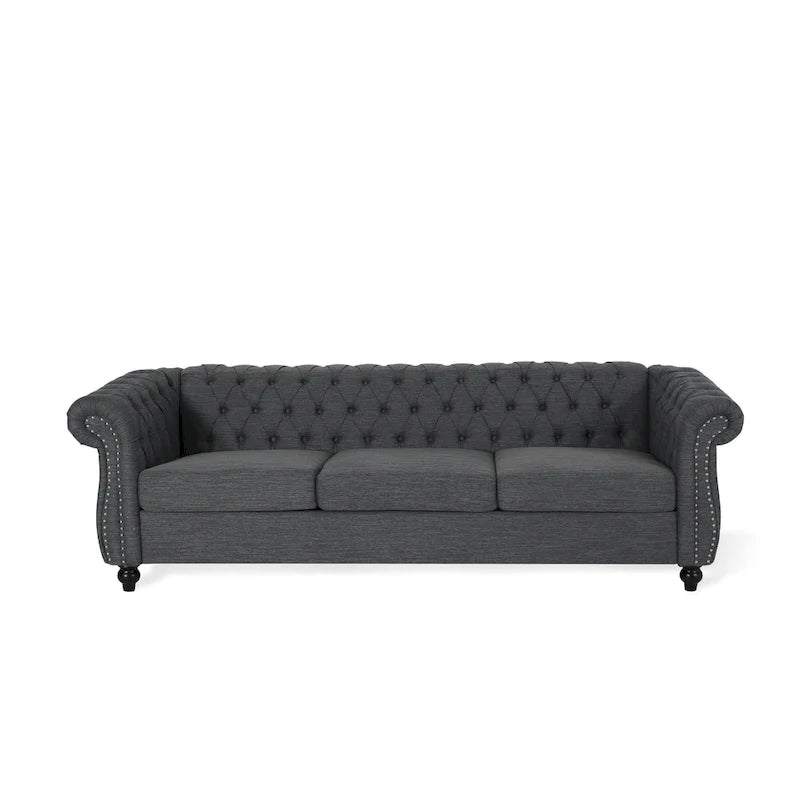 Chesterfield Button Tufted 3-seater Sofa with Nailheads