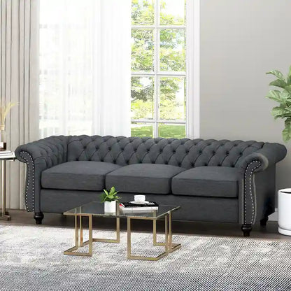 Chesterfield Button Tufted 3-seater Sofa with Nailheads
