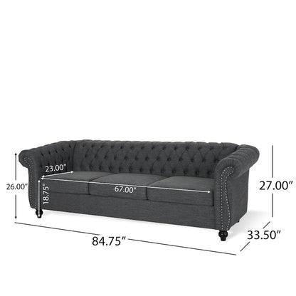 Chesterfield Button Tufted 3-seater Sofa with Nailheads