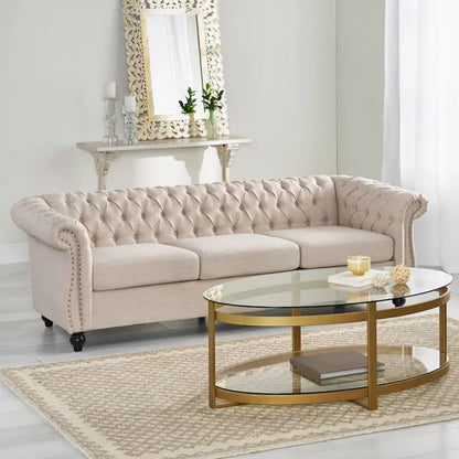 Chesterfield Button Tufted 3-seater Sofa with Nailheads