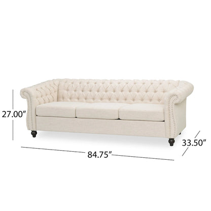 Chesterfield Button Tufted 3-seater Sofa with Nailheads