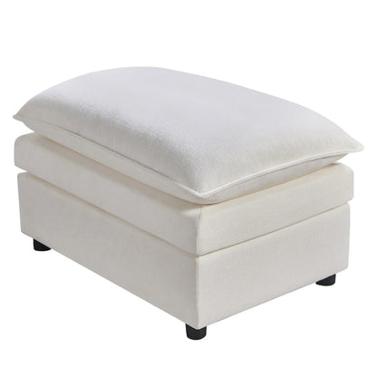 White 142.52 U-Shaped 6 Seater Sectional Sofa with Convertible Chair and Ottomans, Spacious Cloud Couch