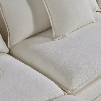 White 142.52 U-Shaped 6 Seater Sectional Sofa with Convertible Chair and Ottomans, Spacious Cloud Couch