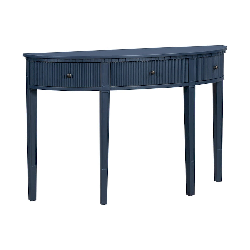 51.1 Modern Curved Console Table with Vertical Stripe Drawer Fronts for Entryway, Hallway, Living Room