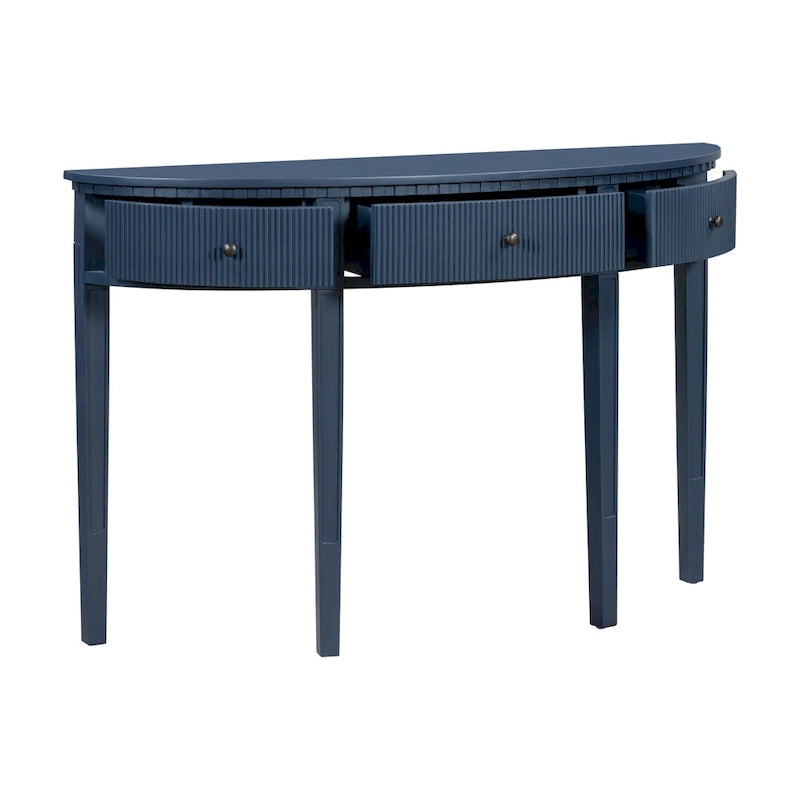 51.1 Modern Curved Console Table with Vertical Stripe Drawer Fronts for Entryway, Hallway, Living Room