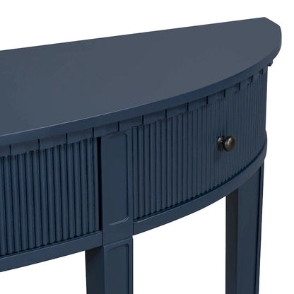 51.1 Modern Curved Console Table with Vertical Stripe Drawer Fronts for Entryway, Hallway, Living Room