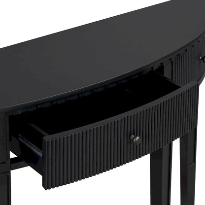 51.1 Modern Curved Console Table with Vertical Stripe Drawer Fronts for Entryway, Hallway, Living Room