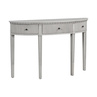 51.1 Modern Curved Console Table with Vertical Stripe Drawer Fronts for Entryway, Hallway, Living Room