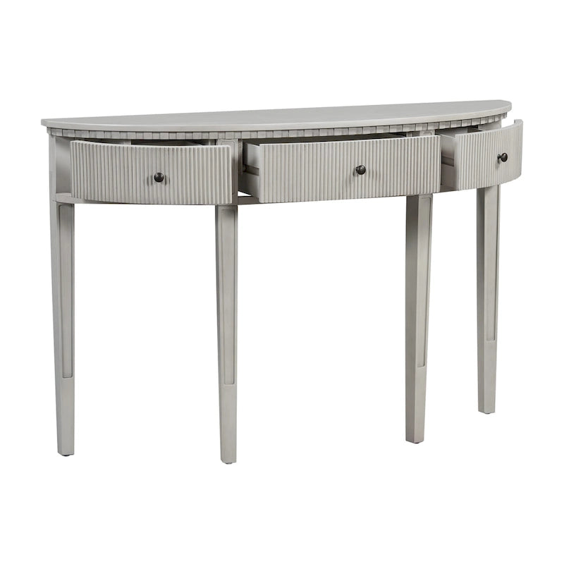 51.1 Modern Curved Console Table with Vertical Stripe Drawer Fronts for Entryway, Hallway, Living Room
