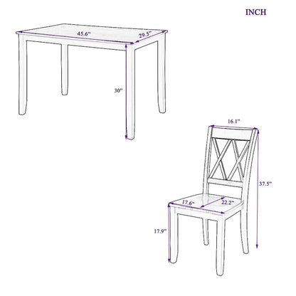 Black 5-Piece Wooden Dining Table Set with Rectangular Table &amp; 4 Chairs