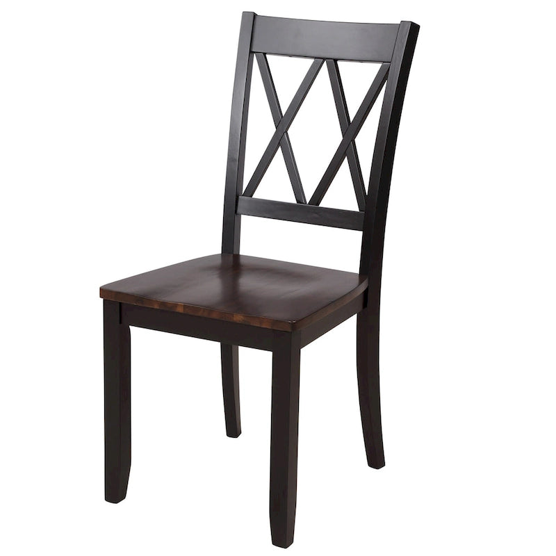 Black 5-Piece Wooden Dining Table Set with Rectangular Table &amp; 4 Chairs