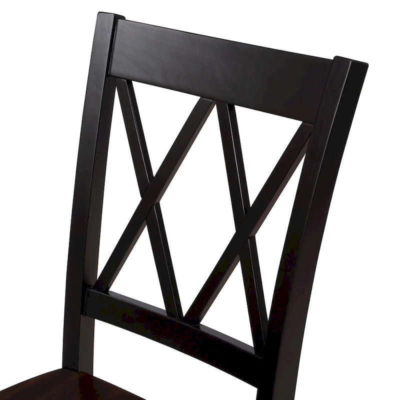 Black 5-Piece Wooden Dining Table Set with Rectangular Table &amp; 4 Chairs