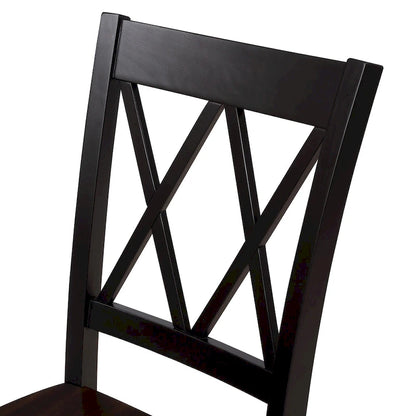 Black 5-Piece Wooden Dining Table Set with Rectangular Table &amp; 4 Chairs