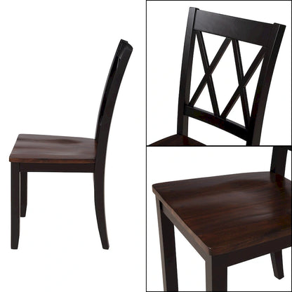 Black 5-Piece Wooden Dining Table Set with Rectangular Table &amp; 4 Chairs