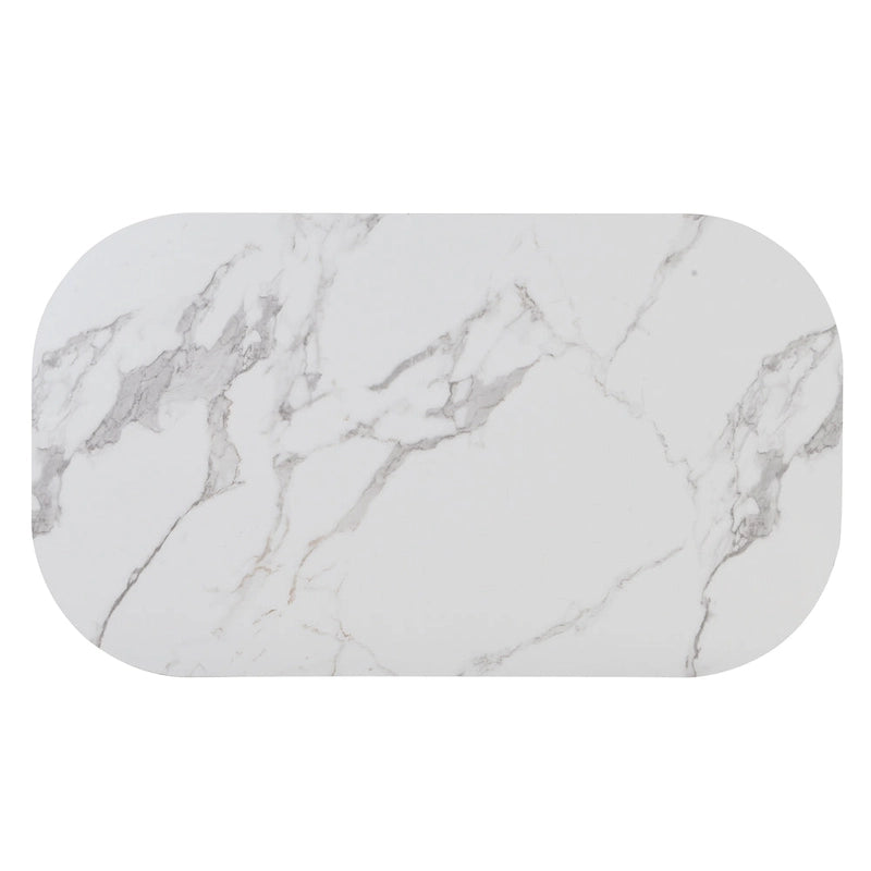 Golden+White 7-Piece Metal Frame Dining Table Set with Half-Round Table &amp; 6 Chairs