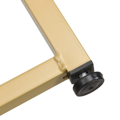 Golden+White 7-Piece Metal Frame Dining Table Set with Half-Round Table &amp; 6 Chairs