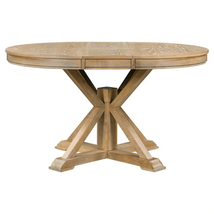 Retro 5-Piece Wooden Dining Table Set with Extendable Round Table &amp; 4 Chairs