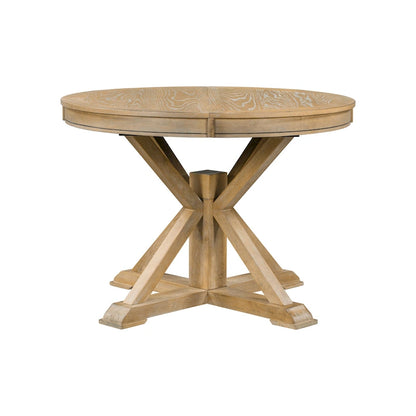 Retro 5-Piece Wooden Dining Table Set with Extendable Round Table &amp; 4 Chairs