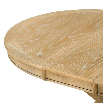 Retro 5-Piece Wooden Dining Table Set with Extendable Round Table &amp; 4 Chairs