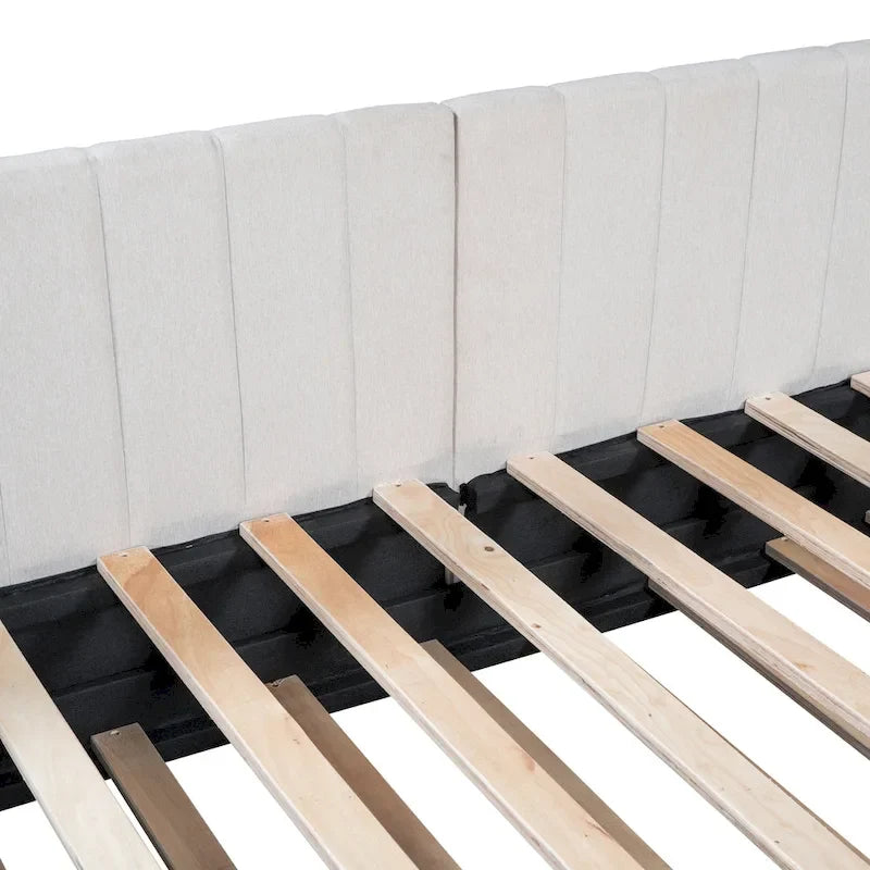 Twin Linen Daybed with Trundle and Semi-Closed Design