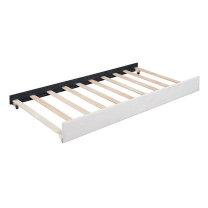 Twin Linen Daybed with Trundle and Semi-Closed Design