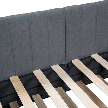 Twin Linen Daybed with Trundle and Semi-Closed Design