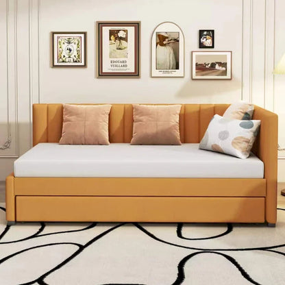 Twin Linen Daybed with Trundle and Semi-Closed Design