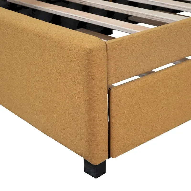 Twin Linen Daybed with Trundle and Semi-Closed Design