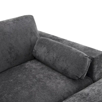 86.5 Chenille Modular Sofa with Storage Pockets, Movable Ottomans