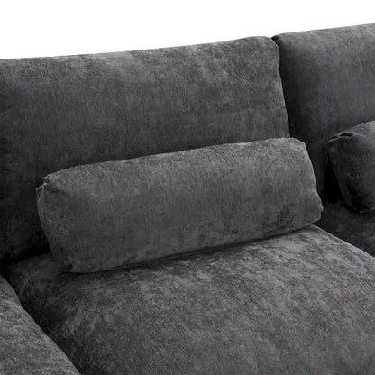 86.5 Chenille Modular Sofa with Storage Pockets, Movable Ottomans
